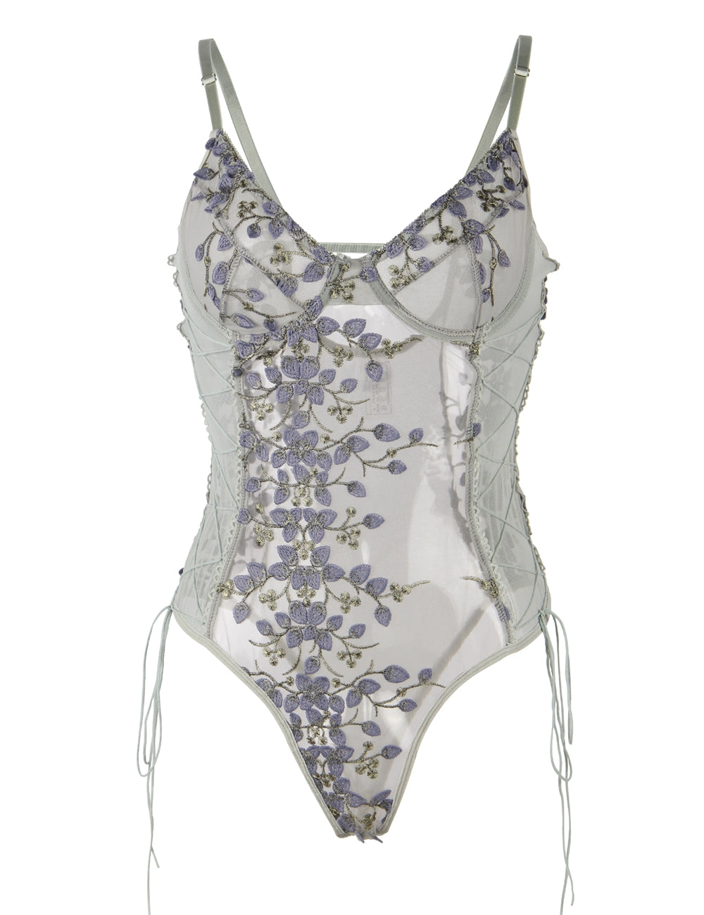 Fashion Embroidery Bodysuit With Underwire