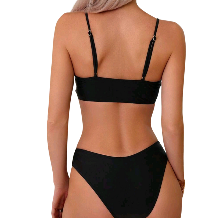 Swim Drawstring Front Cut Out Bikini Swimsuit