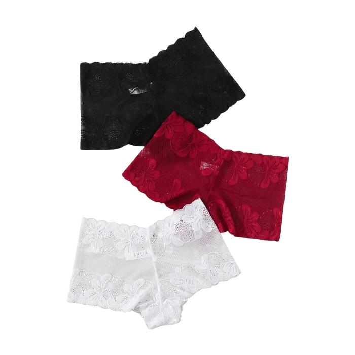 Romantic Floral Lace Panty Pack