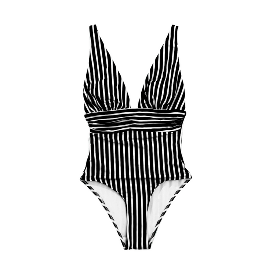 Striped One Piece Swimwear