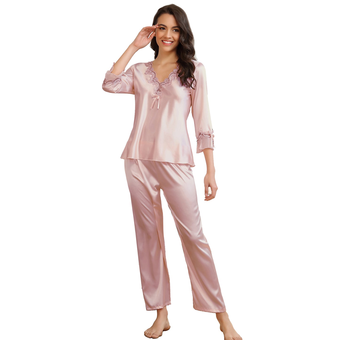 High Quality Long Sleeve Silk Pajama Set