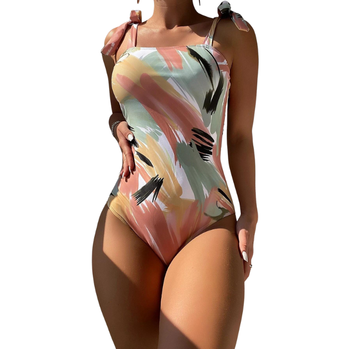 Abstract Print One Piece Swimwear