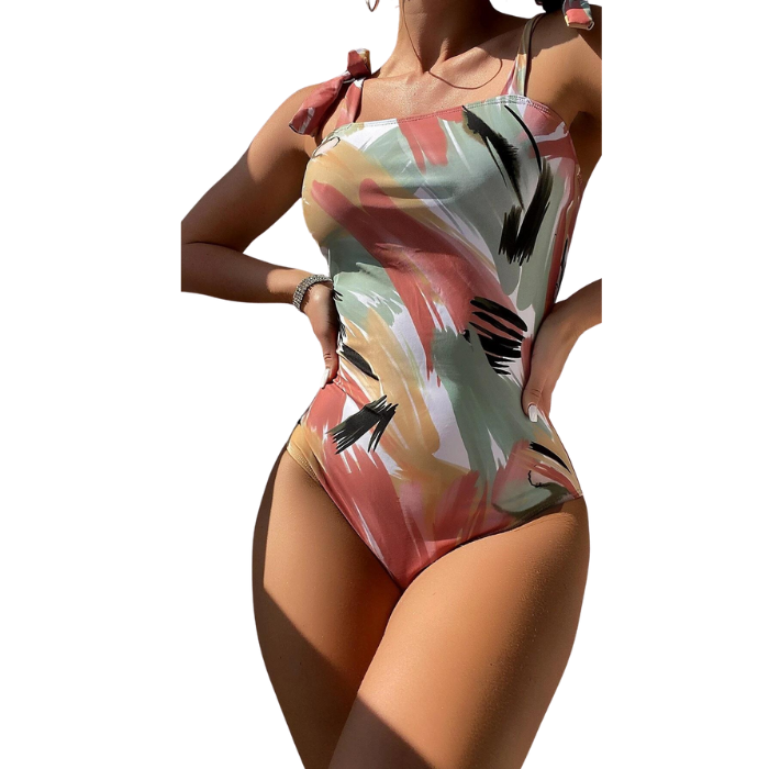 Abstract Print One Piece Swimwear