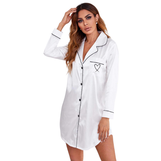 Trim Heart Satin Sleepwear