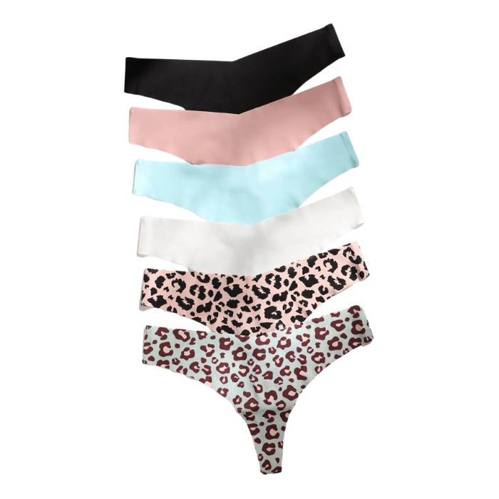 6 piece no panty line multicolour thongs